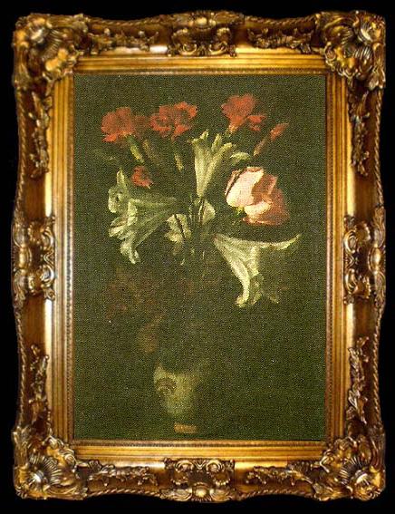 framed  Francisco de Zurbaran flower vase, ta009-2
